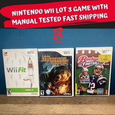 NINTENDO WII LOT of 3 GAMES FOOTBALL '09 & DANGEROUS HUNTS 2011 & WII FIT CIB