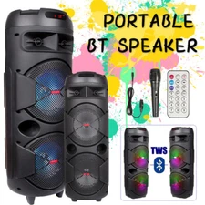 6000W Portable Bluetooth Party Speaker Sub Woofer Heavy Bass Sound System & Mic