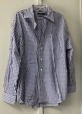 Nautica Shirt Mens Size XL Blue Plaid Wrinkle Resistant Long Sleeve Cotton