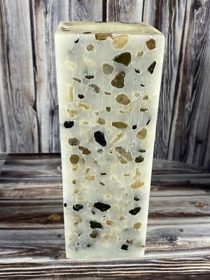 Pier 1 Imports Embedded Pillar Candle - 3 x 8 - Stones Rocks Pebbles