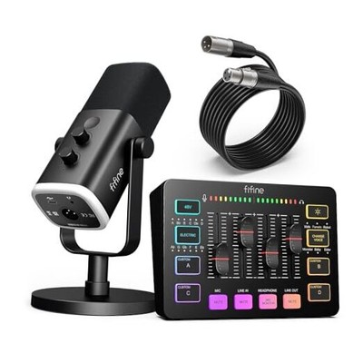  Gaming Equipment Bundle, Dynamic XLR/USB Gaming Microphone Set with Black