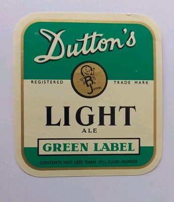 Duttons - Green Label - Light - 19 1/3 flüssige Unzen - Vintage Bier Etikett