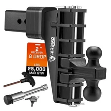  Adjustable Trailer Hitch Fits 2 Inch Receiver, Heavy Duty 8" Drop-Dual Ball