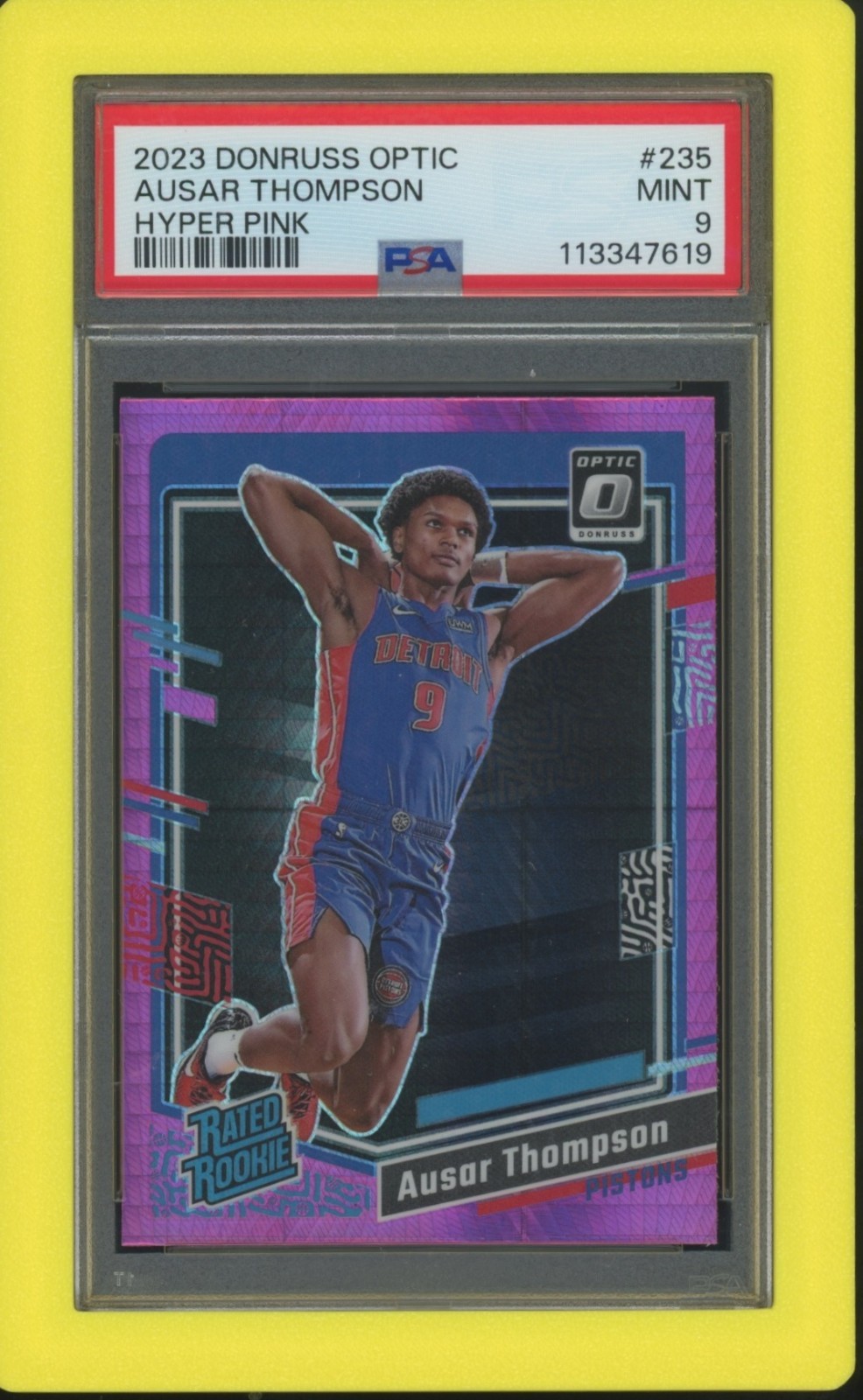 2023 Donruss Optic Ausar Thompson Hyper Pink #235 PSA 9 MINT Pistons RC