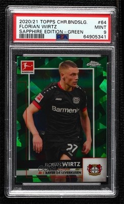 2020-21 Chrome Bundesliga Sapphire Green 4/75 Florian Wirtz PSA 9 Rookie RC 0l6a