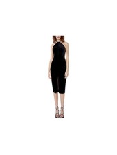 BARDOT Womens Black Tie Velour Sleeveless Midi Cocktail Body Con Dress XXL