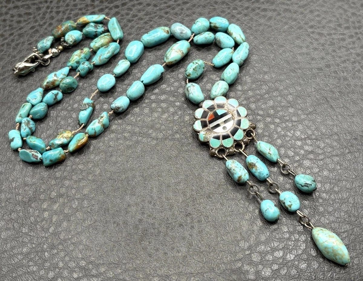 Vintage Zuni Inlay In Native American Necklaces & Pendants for