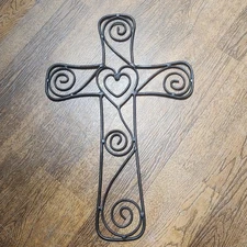 Cross Metal Open Scroll  Wall Hanging Home Decor Decorative Art
