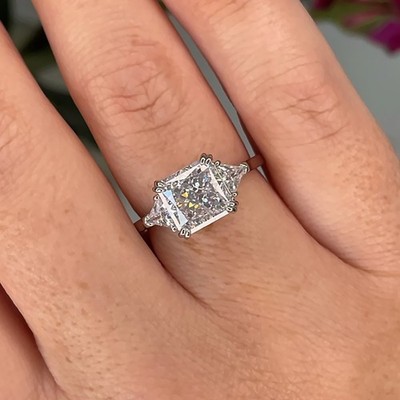 Lab Grown 14k Weißgold Diamant Ring 2,40 Karat IGI E F VVS Princess Cut