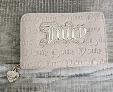 Juicy Couture Wallet Zip Around Nude Beige Faux Leather EUC