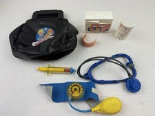 Vintage 1987 Fisher Price Medical Kit Doctor Black Bag  Instruments Bandages