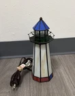 Vintage Stained Glass Light House Tiffany Style 10" Light Lamp Nautical