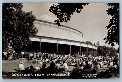 c1910's Greetings From Tanglewood Stockbridge MA Whitestone RPPC Photo Postcard