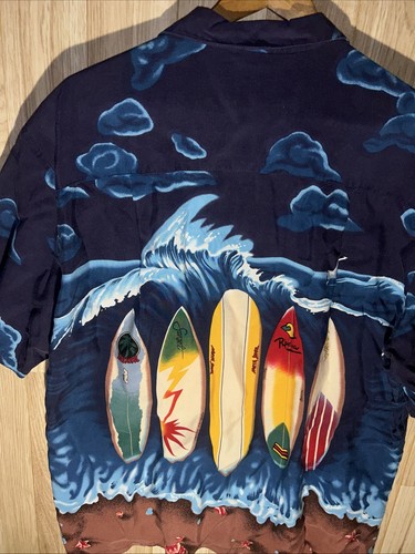 Vintage Paradise Found Mens Large Hawaiian Shirt Beach Surf Boards Print - Picture 5 of 7