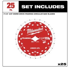 Milwaukee 48-40-1723 7-1/4" 24T Framing Circular Saw Blade Contractor Pack -25PK
