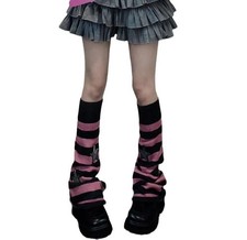 Women's Leg Warmers Striped Star Pattern Knitted Y2k Punk Japanese Kawaii Str...