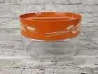 Vintage Pyrex Lidded Storage Bowl Orange Lid Autumn Harvest Wheat Design 6" x 4"