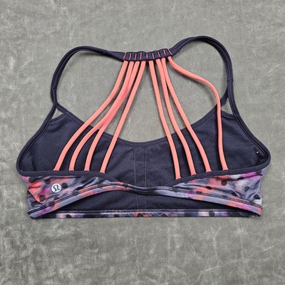 Lululemon Free To Be Wild Bra Womens 8 Multicolor Polka Dot Strappy Yoga Gym