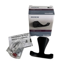 Moen Lindor MY8703BL Double Robe Hook. Matt Black Finish. OPEN BOX.