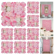 Flower Wall Backdrop 9pcs 16.5x16.5 Inch Flower Wall Decor Artificial Floral ...