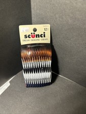 Scunci Plastic Side Hair Combs, Black, Clear, and Tortoise Shell, 12 Ct