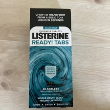 Listerine Clean Mint Chewable Ready Tabs On The Go Mouth Clean 6-8PK ( 48pcs )
