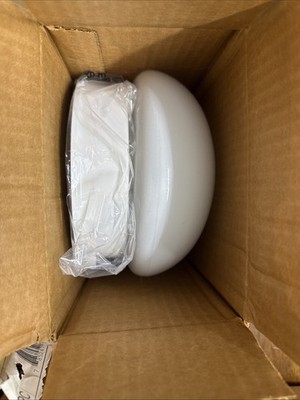 Open Box Progress Lighting 1-Light White Flush Mount with White Glass P3408-30