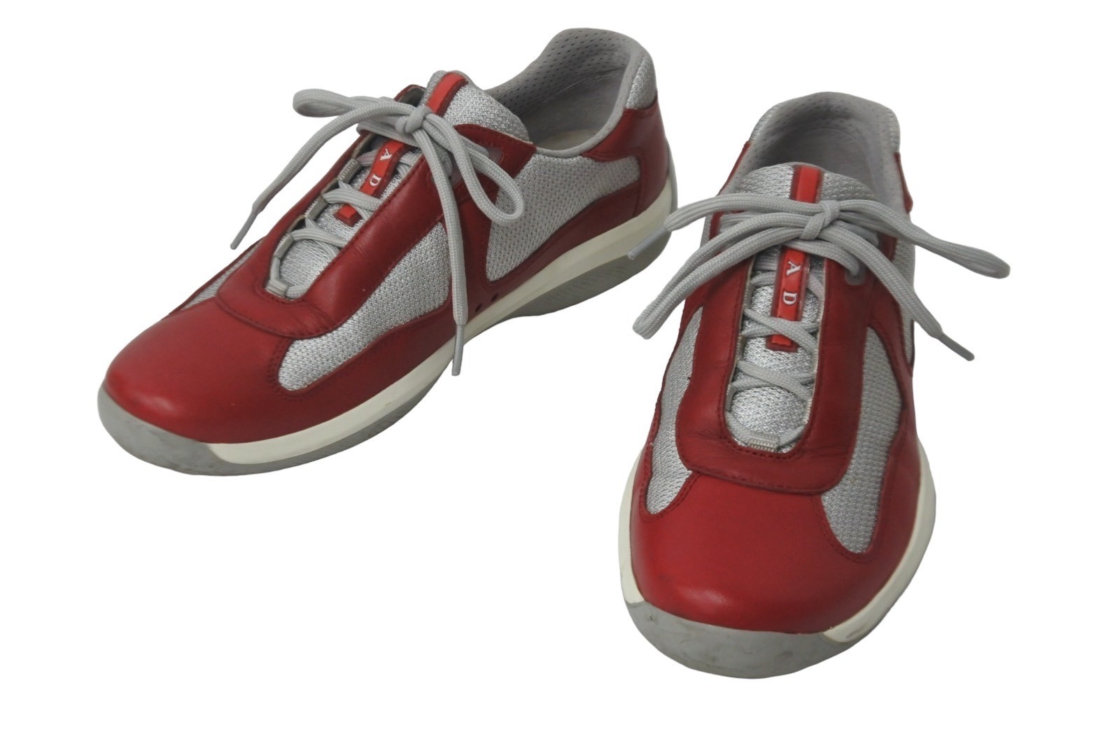 Prada America's Cup Red Sneakers Size 6 Cowhide & Technical Fabric PS0906 55385