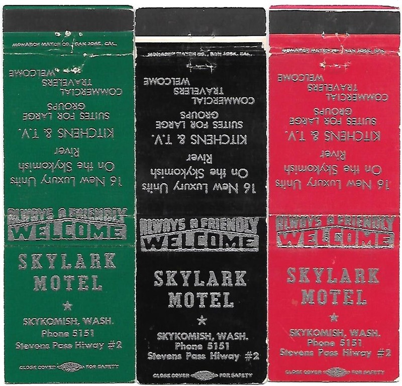Skylark Motel on US Highway 2 in Skykomish, Washington, 3 FS Matchcovers