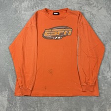 ESPN 79 Long Sleeve Graphic T-Shirt Orange Made in USA Men’s XL Vintage