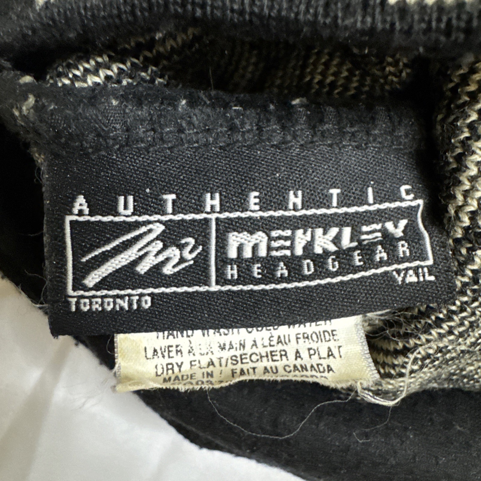 Merkley Headgear Beanie Hat Black Tan Geometric Wool Blend Made in Canada Vail image 5