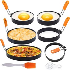 6 Pcs Professional Egg Ring Pancake Ring Set,8" Large Omelette Ring,6" Pancake