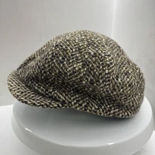 Capas Headwear New York Men's Tweed Flat Cap Brown cabbie hat newsboy Sz L
