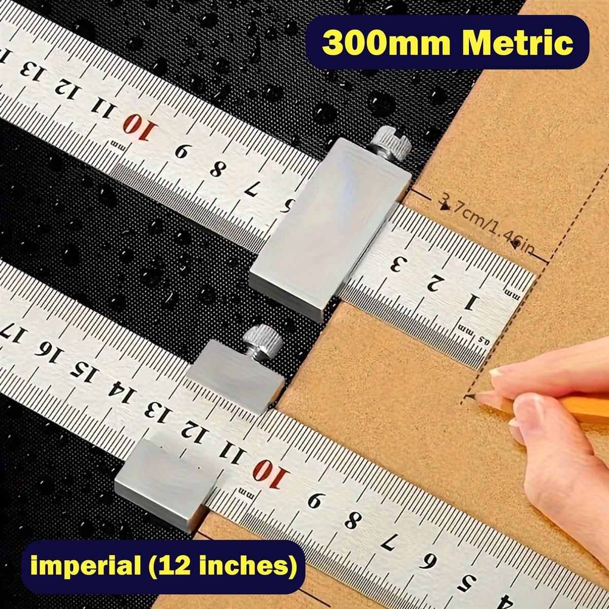 Precise Measuring Tool Stainless Steel Double-Sided Metal Ruler -  30cm/20cm/15cm (12