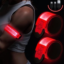Reflective LED Armband Rechargeable Running Lights High Visibility 2 Pack