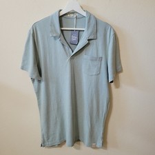 NWT Marine Layer Size M/L Men's SS Indigo Space Dye Polo Blue White Performance