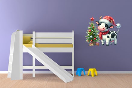 Aquarell Weihnachten lustig Kuh Wandbild Schlafzimmer Auto Vinyl Aufkleber Abziehbild 6 Größen - Bild 3 von 7