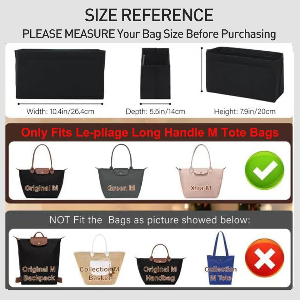 Tote Box Rack Medium Bag Organizer Insert Tote Handbag Shaper Storage Organiser Black ...