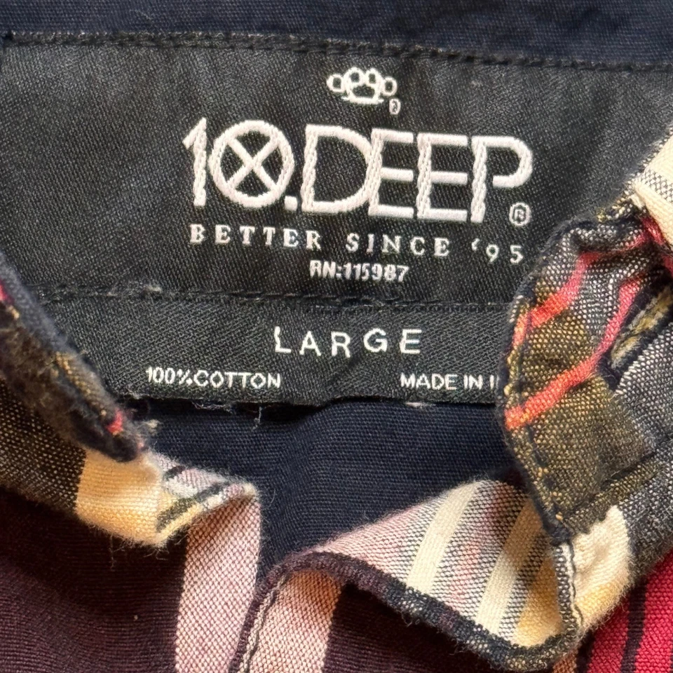 10 Deep Y2K Mens Flannel Plaid Button Down Long Sleeve Shirt Sz Large Skate - Image 4 of 4