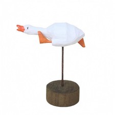Figurine de Canard En Bois Peint à la Main Style Naturel Canard sur Socle