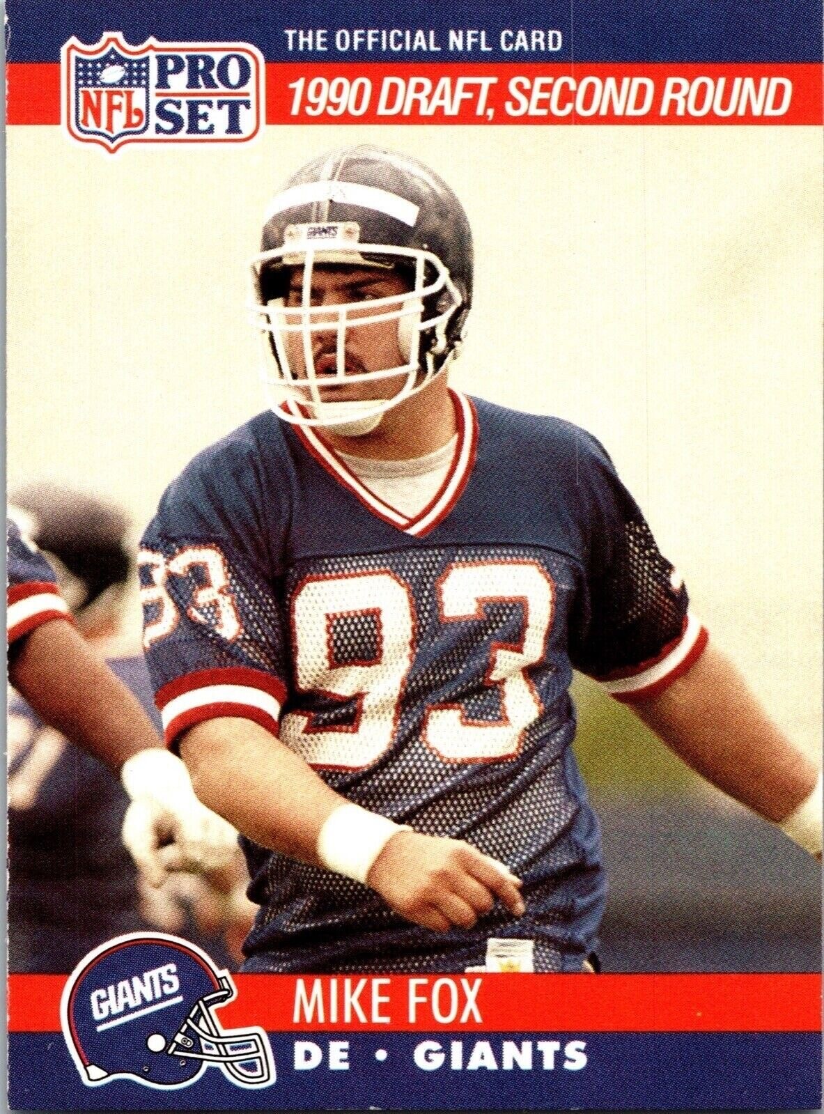 1990 Mike Fox 93 Giants 720 National Football League Sports Trading Card