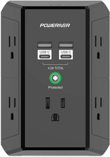 Multi Outlet Extender Surge Protector - Multi Plug Wall Outlet with 5 AC Outlet