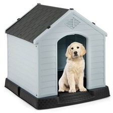 Petsjoy Dog House Pet Puppy Shelter Waterproof Indoor/Outdoor Ventilate Gray