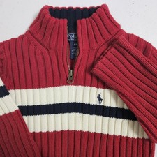 Polo Ralph Lauren Striped Quarter Zip Mock Neck Sweater Little Boys Sz 4 EUC