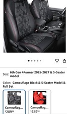 Toyota 4runner 2025 To New 5 Seater 4runner Seat Covers Custom Fit Black Camou Toyota 4runner 2025 To New 5 Seater 4runner Seat Covers Custom Fit Black Camou