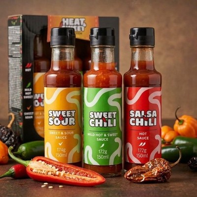 Grillsaucen Set   3x150ml Chillisauce in plastikfreier Geschenkbox   vegan, h...
