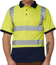 Hi-Vis Safety Workwear Short Sleeve Polo Shirt Top Reflective Tape Two tone 2X