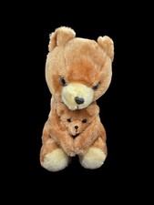1977 R Dakin Mama and Baby Bear Plush Stuffed Toy 10" Nature Babies Brown Teddy
