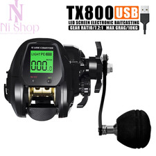 Digital Teardrop Fishing Reel Long Casting Freshwater Sea Boat Beach Raft Black