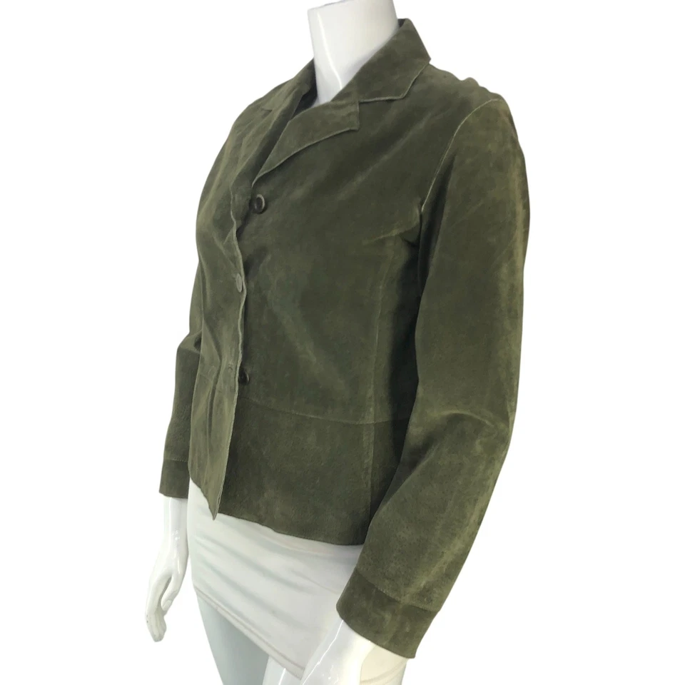 Chicos Mujer Talla 1 EE. UU. 8 Chaqueta Camisa Cazadora Cuero Verde  Foto 4 de 4